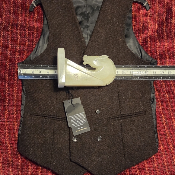 ASOS Harris Tweed Wool Vest 38R Brown Geometric Lining NWT - Picture 11 of 14